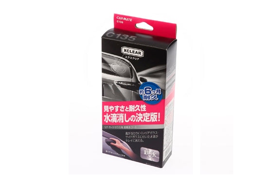 日本Carmate Exclear汽車玻璃親水劑，超親水塗層有效防止水垢、水漬形成。專為側窗與後窗設計，確保雨天視野清晰。60ml，香港現貨供應。