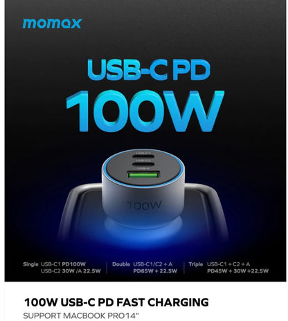 MOMAX 汽車點煙器分插 USB USB-C TYPE C 快速充電 差電 汽車用品