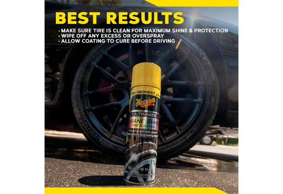 美光 Meguiars 極品輪呔輪胎鍍膜 輪胎鍍膜 輪胎光澤劑 輪胎亮光劑 輪胎護理 輪胎保養 輪胎美容 輪胎上光 Insane Shine Hot Shine G13815 最高光澤輪胎鍍膜 極致光澤 濕亮光澤 鏡面光澤 濕潤外觀 剛澆水般濕潤 深邃黑色 深黑色光澤 持久光澤 光澤維持數週 氣霧罐 噴霧式 免擦拭 噴後即走 噴後即乾 快速施工 施工簡單 操作簡便 425ml 15oz 美國製造 美國原裝 合成聚合物配方 先進樹脂技術 防水聚合物