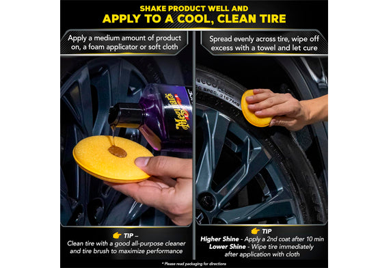 Meguiar's Endurance High Gloss Tire Protectant 美光 輪呔特光亮持久保護液 不黏塵 防止噴濺 消除滴落 消除垂流 不留斑點 不弄髒車道 凝膠配方 厚實啫喱 大分子聚合物 噴霧式 容易使用 使用簡便 473ml 容量473毫升 美國製造 美國原裝 原裝正貨 Meguiars香港 美光香港