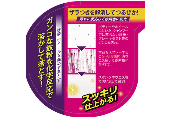 日本ProStaff除鐵粉清潔噴霧，化學溶解剎車粉塵與鐵質污染物。紫色變色指示，低臭型設計使用舒適。400ml，適用車漆與輪圈。Project-Auto香港現貨供應。