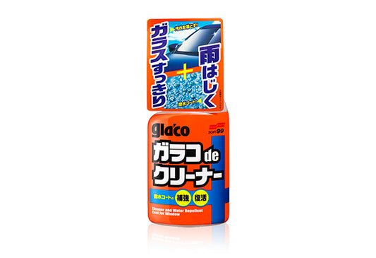 日本Soft99雨敵撥水型玻璃清潔噴劑，香港現貨發售。這款3合1配方產品專為與「雨敵」系列配套使用而設計，能強力清除玻璃表面灰塵、油污、鳥糞及蟲骸的同時強化原有撥水膜層，讓驅水功效更加顯著。容量400ml，不含二氧化碳的環保噴霧型配方，讓清洗過程更輕鬆快捷。適用於擋風玻璃、車窗、後視鏡及車燈等所有玻璃表面。本品亦可單獨使用，在車速約60km/h時即能產生撥水效果。使用前請先搖勻，將噴射口轉至「ON」，距離玻璃約15-20cm噴射，立即用潔淨柔軟的乾毛巾均勻擦拭即可。車窗內側使用時請先噴在毛巾上再擦拭，避免液體濺到儀表板。Project-Auto香港汽車用品網店，滿HK$168免運費。