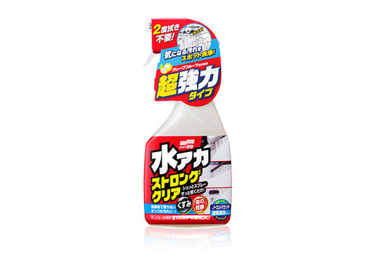 日本Soft99強力去水垢清潔劑，香港現貨發售。專門去除車身表面頑固水垢與水漬，化學分解方式輕鬆清潔，不產生白色粉塵殘留。500ml大容量，環保椰子皂配方不含研磨劑，不傷車漆，適用於所有車色。散發水果清香，解決清潔劑異味問題。使用前先沖洗車身沙塵，噴灑後立即用柔軟乾毛巾擦拭即可。Project-Auto香港汽車用品網店，滿HK$168免運費。