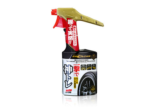 Soft99 DiGloss KAMITORE 神級車鈴及車呔清潔劑 輪胎清潔劑 車鈴清潔劑 輪圈清潔劑 制動灰塵清潔 煞車粉塵去除 煞車灰塵去除 瀝青去除 焦油去除 油漬清潔 輪胎油污分解 二合一清潔配方 強效清潔 橙油清潔成分 保護膜 防污再附著 防污保護膜 車輪清潔 輪胎護理 輪圈護理 汽車美容 汽車護理 洗車用品