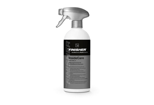 德國The Finisher InsideCare塑料內飾保養劑，香港現貨發售。本品專為汽車未塗裝塑料內飾設計，能提供持久的保護與煥然一新的視覺效果。特殊抗UV配方有效防止塑料件因日曬而褪色、老化。抗靜電效果可減少灰塵附著，預防再次髒污。使用後呈現絲綢般柔和的啞光質感，加深原有色澤，不會留下油亮反光亦不黏塵。作為The Finisher系列的專業養護產品，建議清潔後（先使用InsideUp深層清潔）作為最終步驟。香港夏季陽光猛烈，內裝塑料極易老化，本品能有效應對。Project-Auto香港汽車用品網店，滿HK$168免運費。