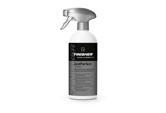 德國The Finisher JustPerfect快速車身護理噴霧，香港現貨發售。本品為專為所有車漆表面設計的快速護理劑，能同時實現清潔、護理與保護，一步到位。特殊配方能瞬間去除指紋、灰塵與輕度污垢，同時為表面賦予卓越光澤、明顯平滑感與視覺上的色澤加深效果。適用於車漆、玻璃與塑料部件，是日常維護、車聚前快速整備的理想選擇。香港泊車環境狹窄，車輛常沾灰塵指紋，本品能有效應對。Project-Auto香港汽車用品網店，滿HK$168免運費。
