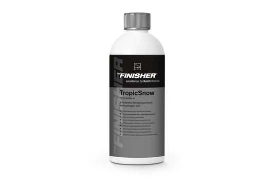 德國The Finisher TropicSnow中性高泡沫洗車液，香港現貨發售。本品為pH中性且用途廣泛的濃厚泡沫洗車液，能產生均勻且附著力強的豐厚泡沫層，長時間停留在車身表面，有效包覆並乳化分解污垢，實現溫和且深層的清潔效果。溫和保護PPF、鍍膜或蠟層，不被清洗過程破壞。迷人的熱帶水果香氣為洗車過程帶來愉悅感受。建議稀釋比例為1:100。香港車主面對市區塵埃與雨季酸雨污漬，本品能有效應對。Project-Auto香港汽車用品網店，滿HK$168免運費。
